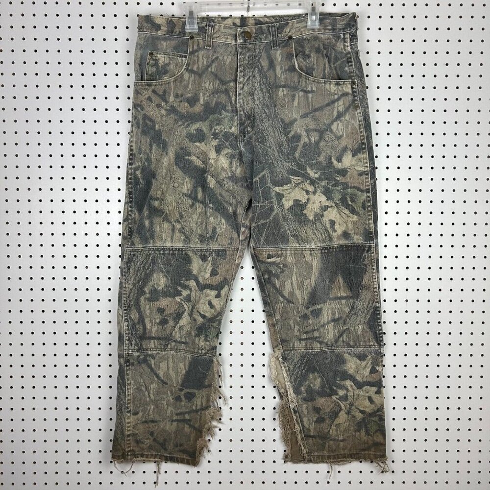 Wrangler Pro Gear Jean 36x30 Mossy Oak Camo Pants Hunting Camouflage Double Knee